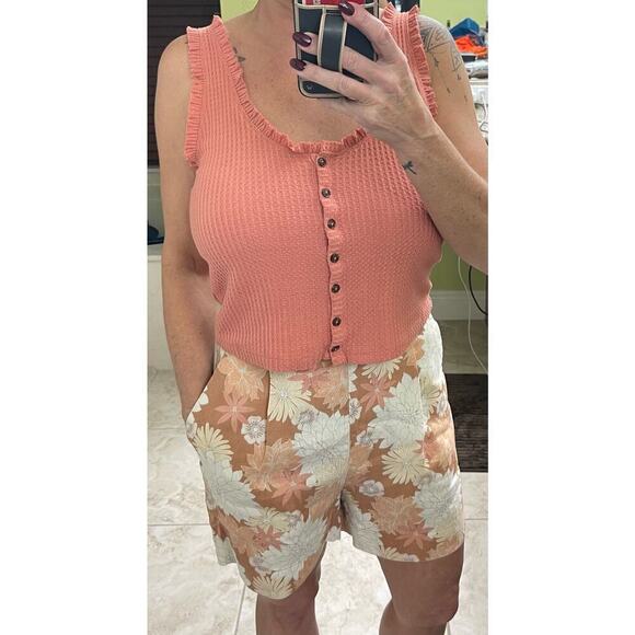 FAHERTY 100% linen NWOT shorts small high waisted warm jicard island - Picture 6 of 6